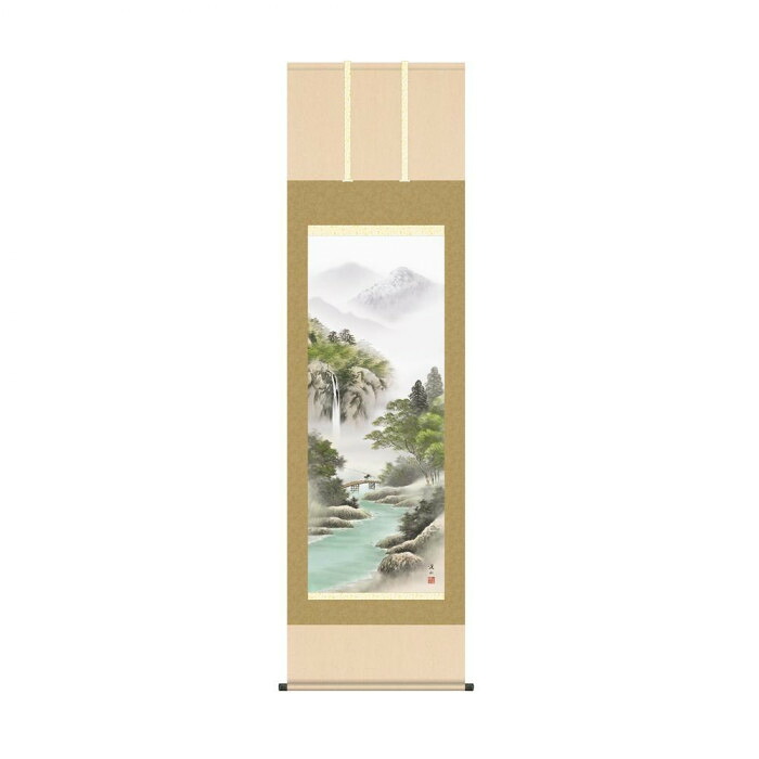 掛軸 山河望郷 山水画 伊藤渓山 54.5×190cm 伝統美 飾り 日本製|PocketCompany 店