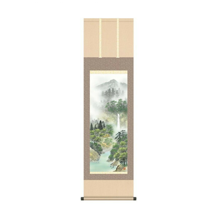 掛け軸 伊藤渓山 秀麗名瀧 洛彩緞子 本表装 山水画 滝 風景 インテリア 日本製｜PocketCompany　店 8,026円
