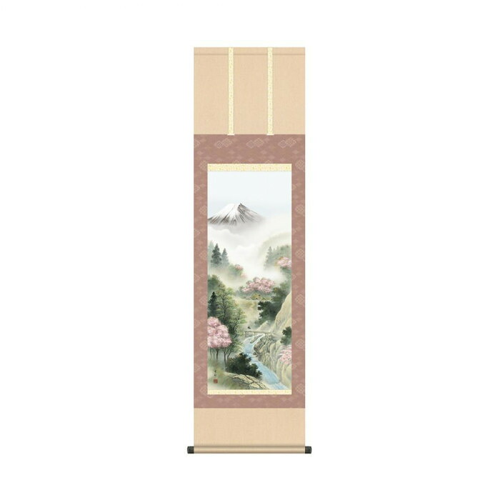 掛け軸 44.5&times;164cm 日本画 山水画 洛彩緞子 風景画 壁掛け インテリア｜PocketCompany　店