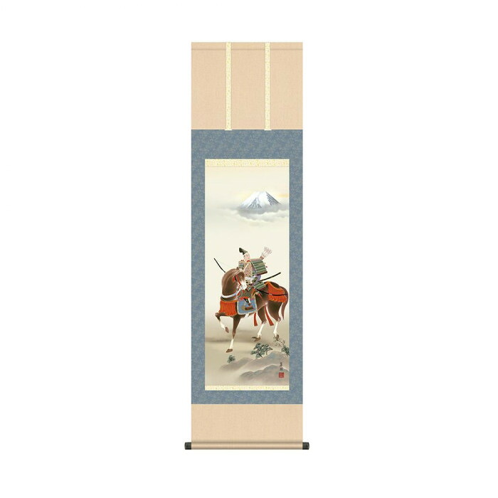 掛軸 鈴木翠朋 馬上武者 節句掛 伝統美 洛彩緞子 本表装 日本画 44.5&times;164cm｜PocketCompany　店 7,718円