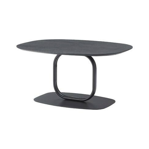 リビングテーブル ブラック スタイリッシュ モダン 天然木 スチール 80×60×41.5cm|PocketCompany 店