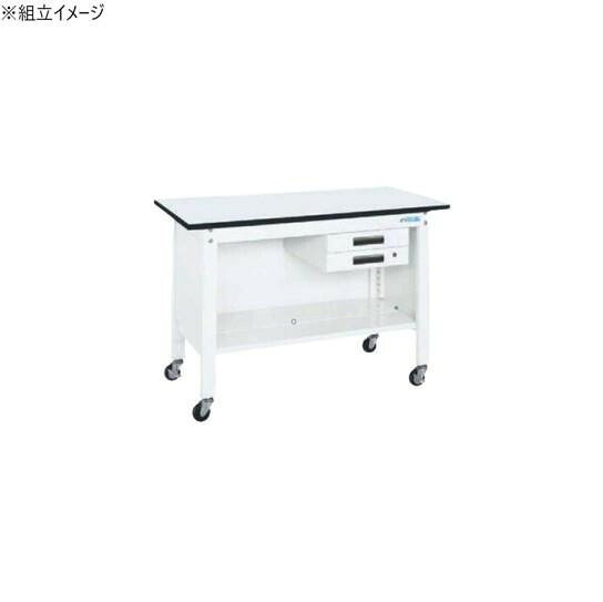 一人用作業台 キャビネット付 1200×600 パールホワイト 耐荷重350kg 頑丈 移動|PocketCompany 店