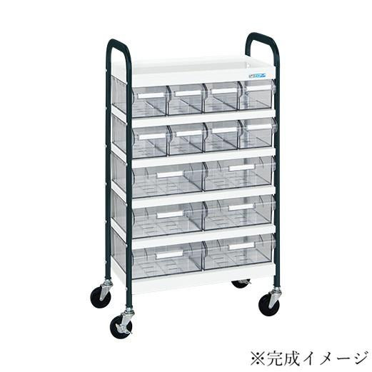 クリアボックス付ワゴン 14個付 移動式 収納ラック 透明ボックス ネームカード付｜PocketCompany　店