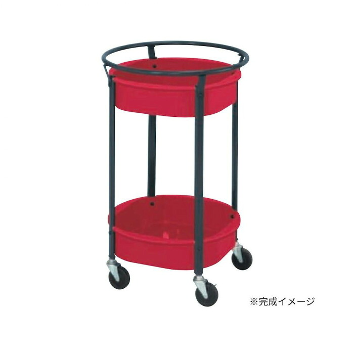 まるいワゴン レッド 500φ×H690mm ゴム車 キャスター付 組立式|PocketCompany 店