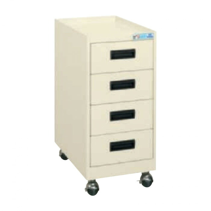 キャビネットワゴン アイボリー 引き出し 扉付き 50φゴム車 日本製|PocketCompany 店