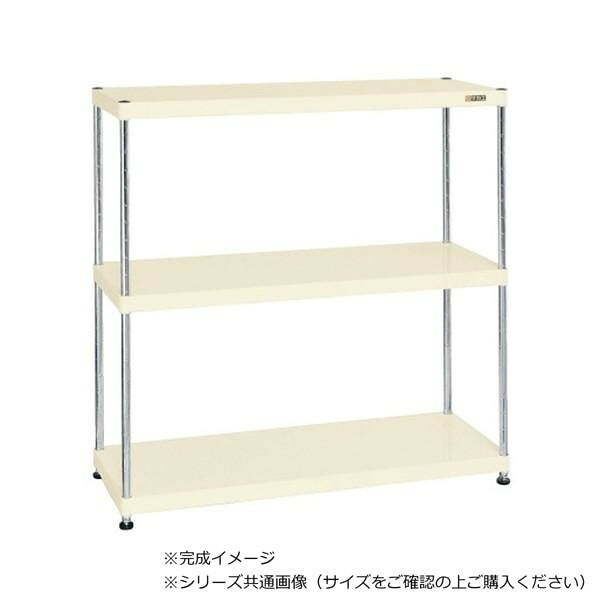 スチールラック 3段 1200×600×1200mm 皿型 フラット型 アイボリー|PocketCompany 店