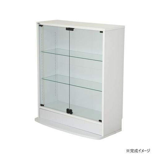 コレクションラック ロータイプ ホワイト 連結型 強化ガラス 鍵付き|PocketCompany 店