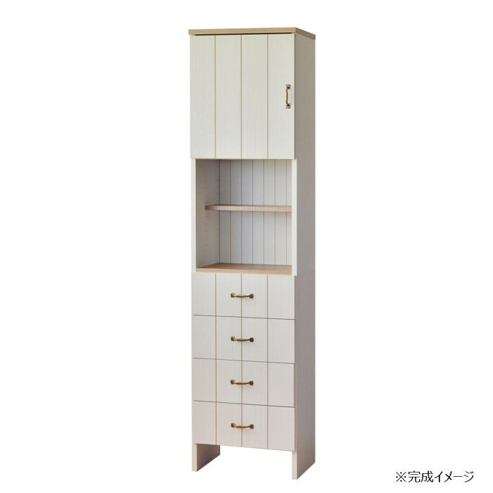 ランドリーラック 幅45.3cm カントリー調 洗面所 収納家具 扉付 日本製|PocketCompany 店