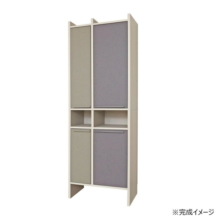 ランドリーラック 洗面所 収納 扉付き オープン棚 グレー 幅64cm 日本製 家具｜PocketCompany　店