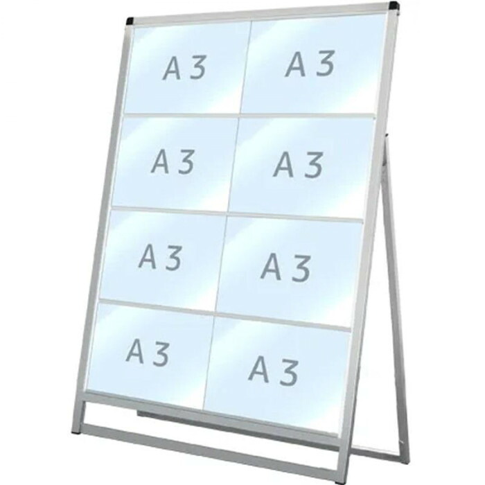 スタンド看板 A型 カードケース展示 アルミ製 A3横 8枚 片面表示｜PocketCompany　店