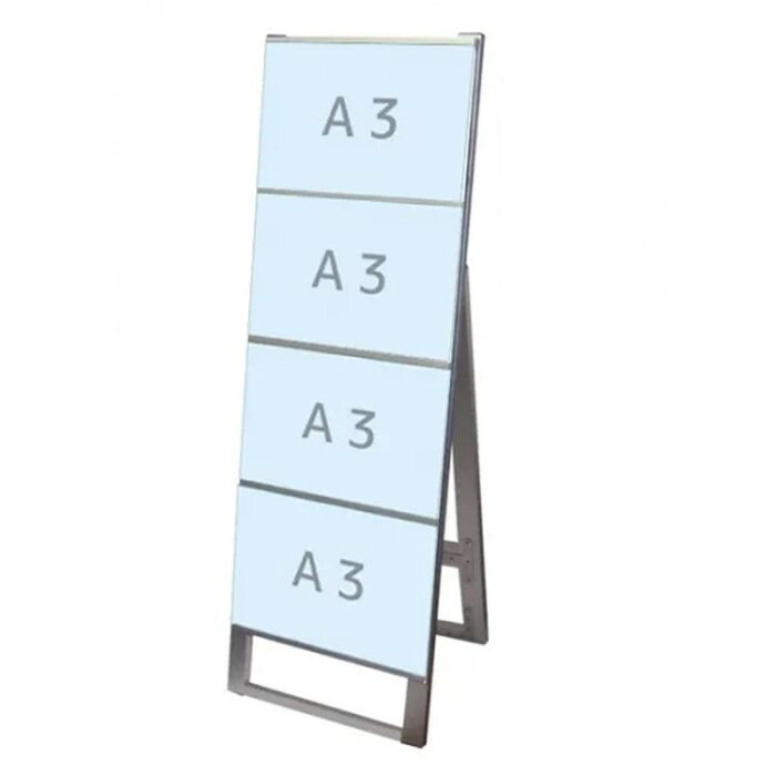 スタンド看板 カードケース A3 横4枚 片面 シルバー 屋外 案内 法人|PocketCompany 店