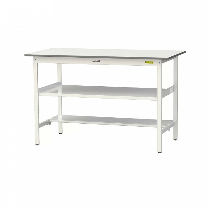 山金工業(YamaTec) SUPH-1575TF-WW ワークテーブル150シリーズ 固定式 中間棚付 (H950mm) 1500×750mm (半面棚板付)|PocketCompany 店