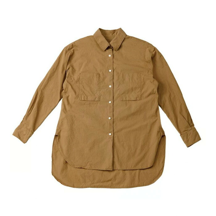 KADONO SARASHI SOME 和晒 長袖 両脇ディープスリットシャツ Mサイズ キャメル｜PocketCompany　店