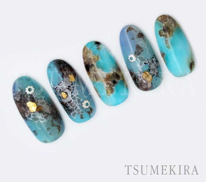 TSUMEKIRAツメキラネイルシールcolorsnailHanaプロデュース1turquobeigeNN-HAN-104