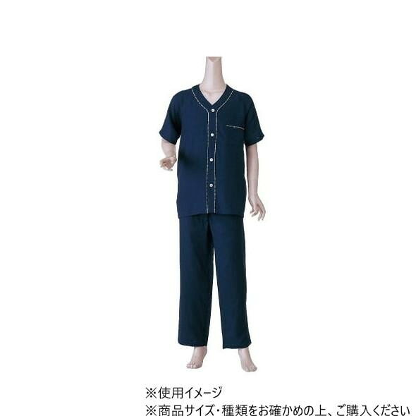 ガーゼパジャマ 紳士用 Mサイズ ネイビー 半袖 上下セット 綿100% 介護