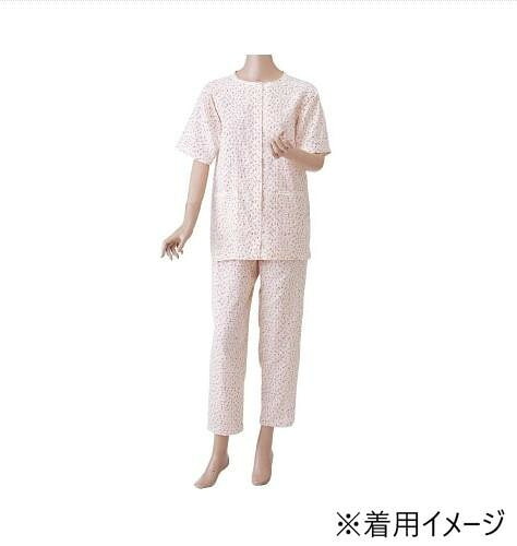 ガーゼパジャマ 婦人用 Lサイズ ローズ 綿100% マジック式 ウエスト調整