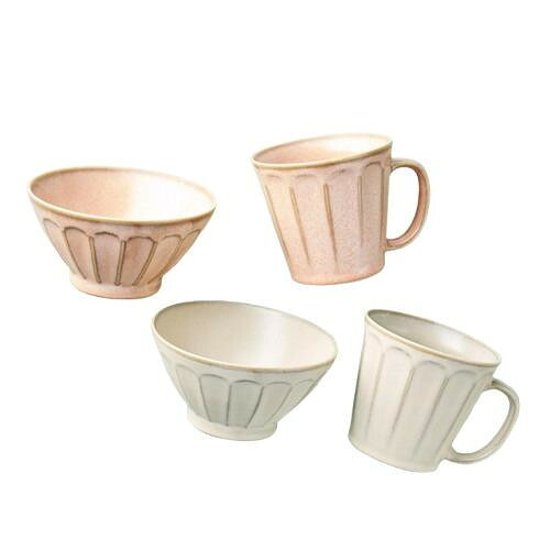 マグカップ 飯碗 ペアセット フルート 美濃焼 磁器製 贈り物 ギフト