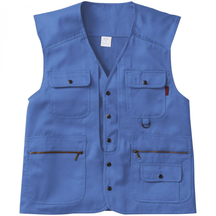 作業服 ベスト Mサイズ シワになりにくい ポリエステル素材 紫 パープル