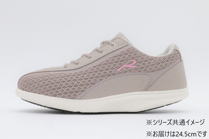靴 ウォーキングシューズ 7度かかと傾斜 メッシュ素材 ピンクベージュ