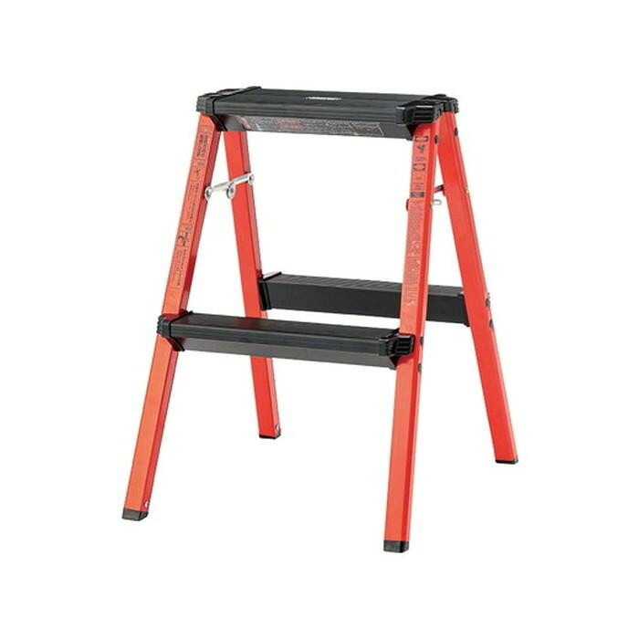 ステップス物の具 2段 赤いこと 軽銀製 折り畳み式 耐荷重100kg 踏み台 はしご・作業台-花・ガーデン・DIY