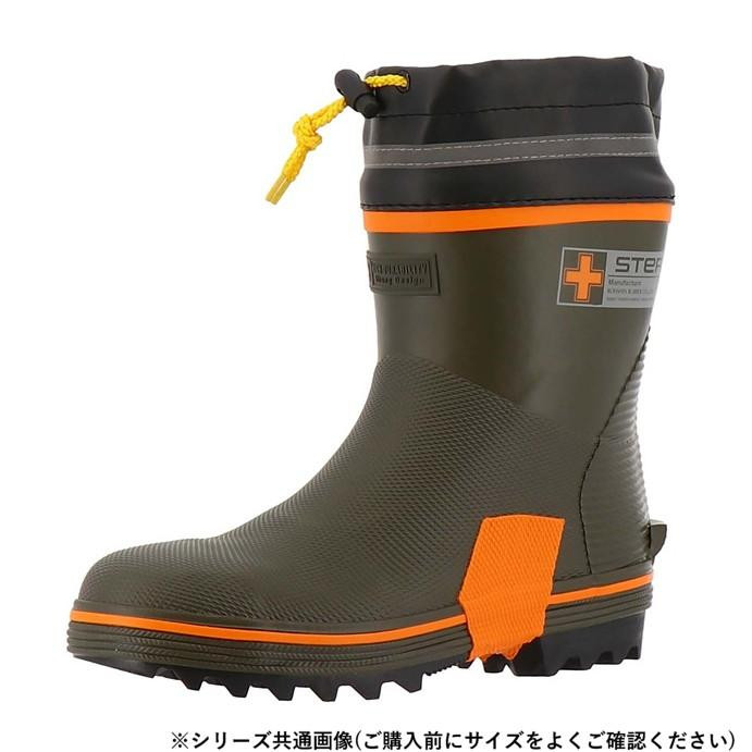 安全長靴 カーキ 27cm ショート丈 鋼製先芯 反射テープ付 耐久設計