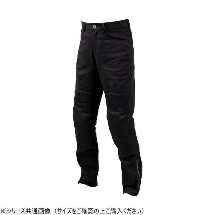 ライディングパンツ キャンバス素材 L ブラック 膝プロテクター標準装備