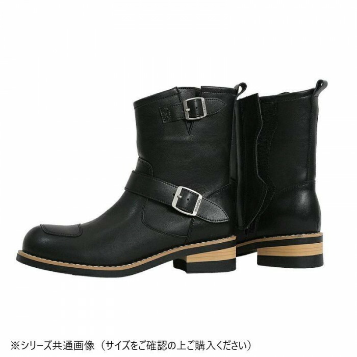 エンジニアブーツ 23.5cm ブラック サイドファスナー 牛革パッド 装備