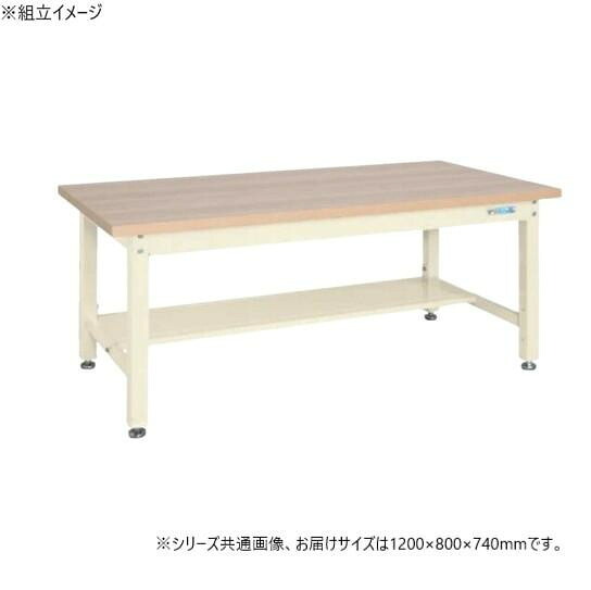 重量作業台 1200×800mm 木目天板 中板1枚付 堅牢 溶接一体構造