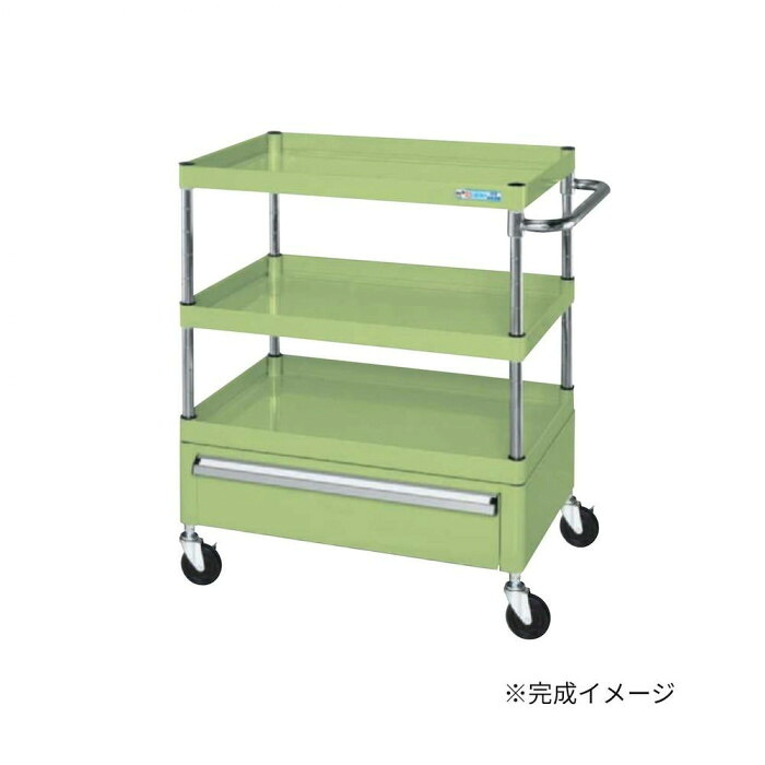 手押し車 中量手合い 深抽き出し付き添い人 緑であること 3段 キャスター付き添い人 物の具手押し車 やり方台 日本製