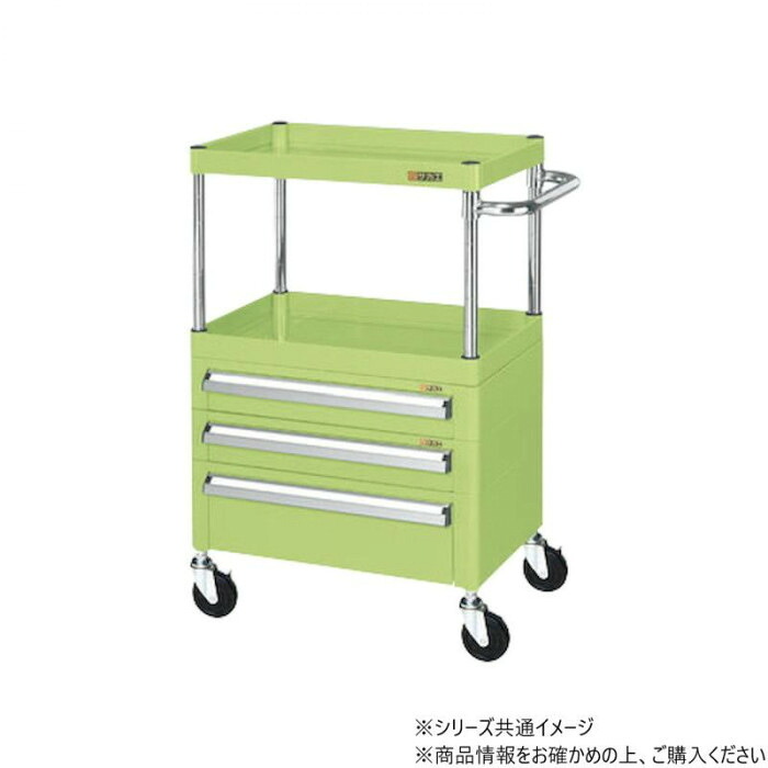 物の具手押し車 抽き出し3段付 緑であること 予防医学車 耐久性 細工物手押し車 精神的な統合式