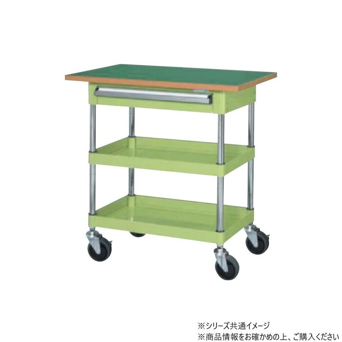 手押し車 抽き出し 天板付き添い人 2段 緑であること ナイロンウレタン車 750×500粍