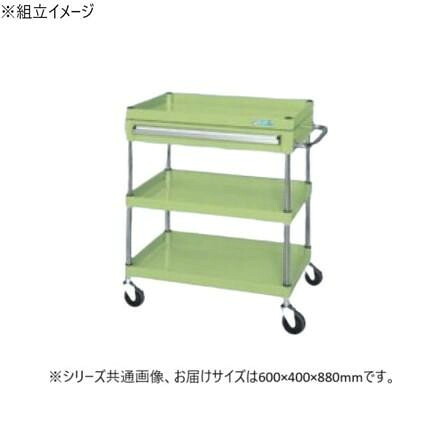 パールワゴン 引出し付 グリーン 3段 組立式 静音キャスター 耐荷重130kg