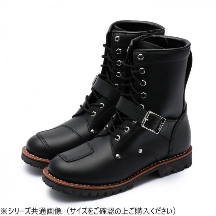 エンジニアブーツ 26.5cm ブラック 牛革製 サイドファスナー ライダーブーツ