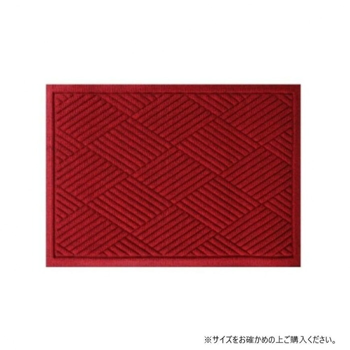 玄関マット 速乾 ダイヤモンド柄 レッド 屋内外兼用 吸水 滑り止め付