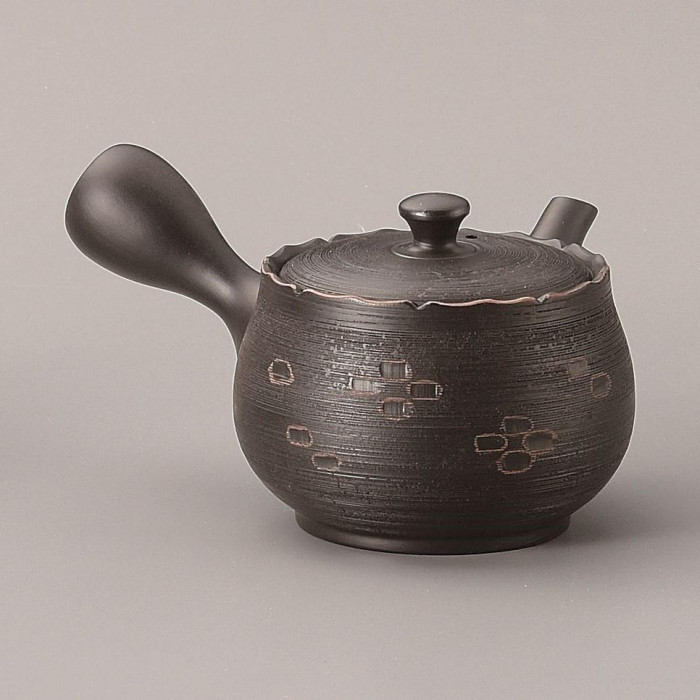 急須 帯網茶こし 340cc 常滑焼 フリル 松皮彫 煎茶 お茶 日本製