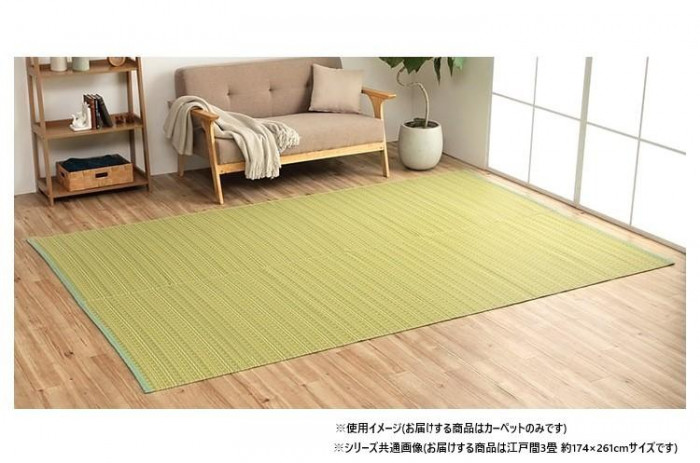 い草調カーペット グリーン 江戸間3畳 174×261cm 洗える 防ダニ 日本製