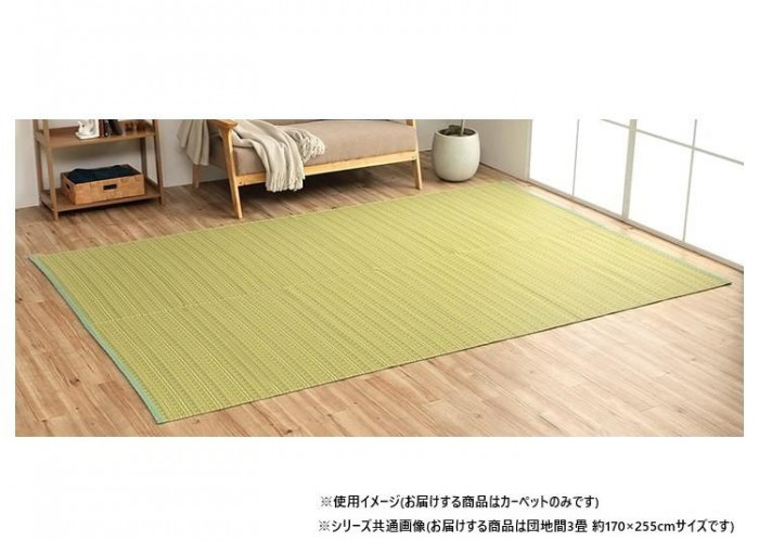 引っ敷き い草調 洗える ポリプロピレン 団地間 3畳 170×255糎 緑