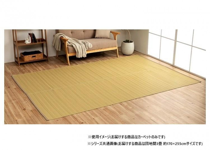 い草調カーペット 団地間3畳 170×255cm ベージュ 洗える ポリプロピレン
