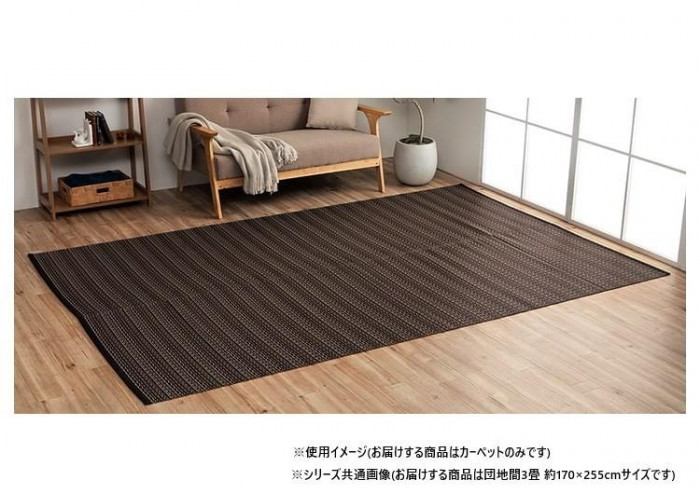 洗えるカーペット ブラウン 団地間3畳 170×255cm PP素材 防ダニ 日本製