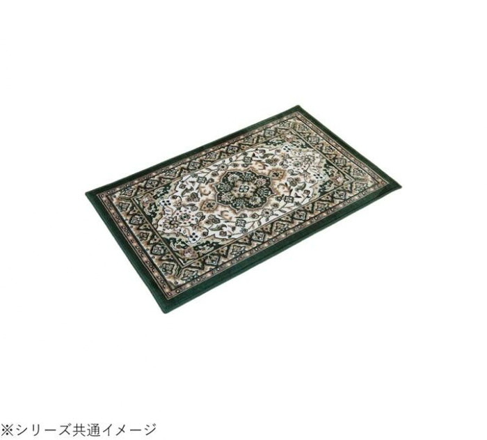 玄関マット 67×110cm 洗える モケット織り 王朝柄 クラシック 室内 滑り止め