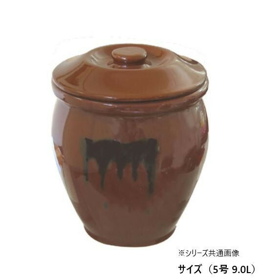 瀬戸もの壺 蓋付き添い人 5号 9L 丸かめ 漬物入れもの 梅干し 漬物 未醤 日本製 漬物樽