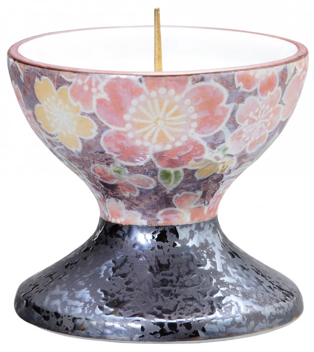 灯立 有田焼 飛花 陶磁器製 燭台 ミニ仏壇 仏具 真鍮金具 コンパクト