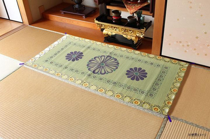 御前ござ 仏前 い草 日本製 菊柄 88×180cm 慶弔 法事 法要