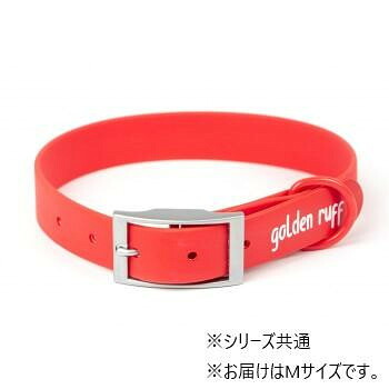 犬用首輪 Mサイズ レッド 防水 PVC素材 泥汚れに強い しなやか ベルト