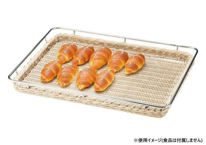 籐 御盆 枠付き添い人 幅60糎 食麺麭入れ 見せびらかす御盆 鉄条枠 機械 籐カゴ
