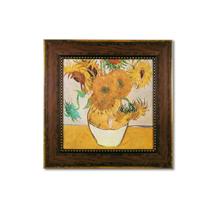 絵画 額縁付 ゴッホ ひまわり 外寸55cm 特殊ゲル加工 複製画 インテリア