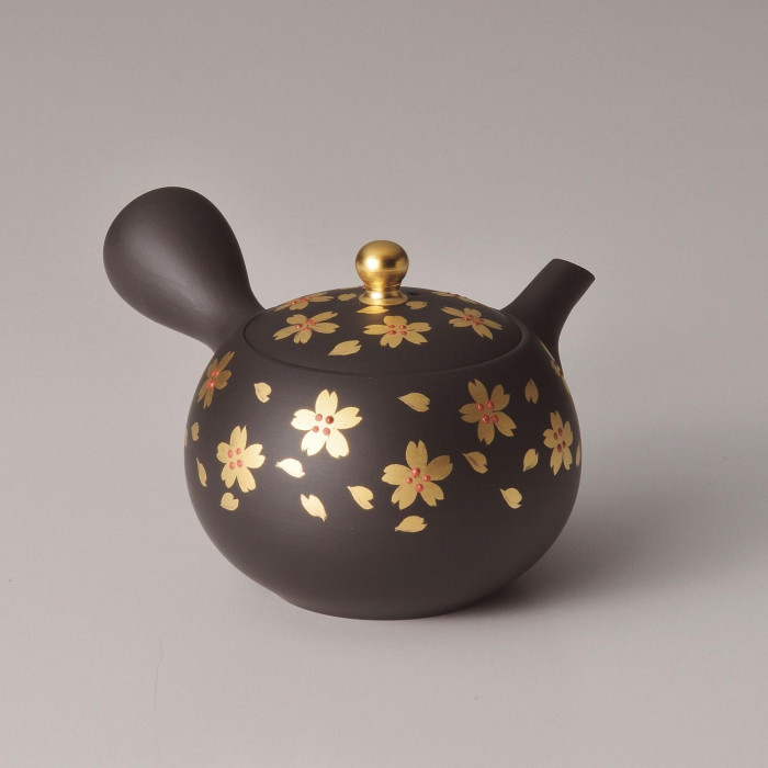 黒泥小丸金桜急須 230cc 常滑焼 陶磁器 セラメッシュ 網付