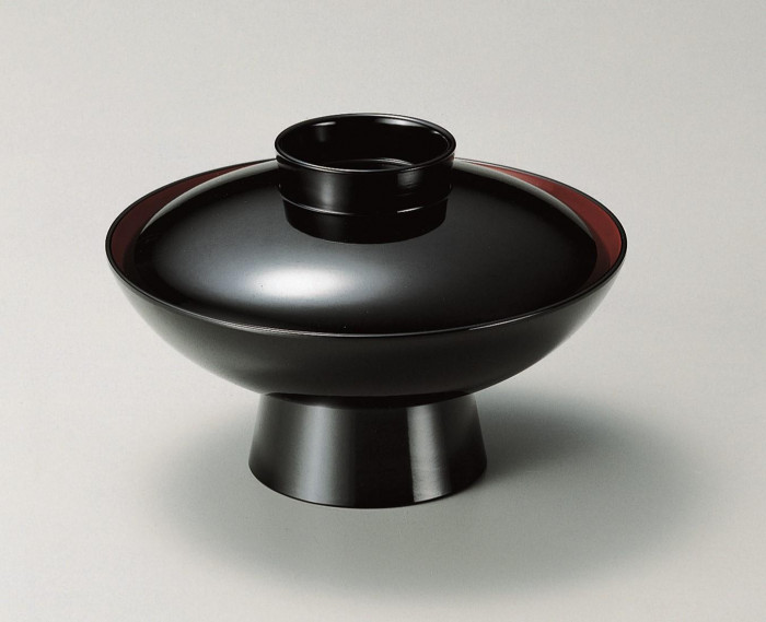 小槌椀 蓋付 お椀 黒内朱 18.8cm 耐熱樹脂製 お雑煮 吸物椀 日本製