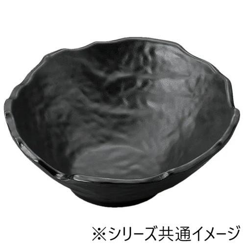 丸鉢 23cm 黒マット メラミン製 手びねり斜ちぎり 丸皿 盛器