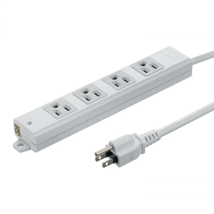 電源タップ 4個口 5m マグネット付き 3Pプラグ 絶縁キャップ 事務用品